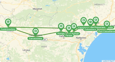 Canal du Midi route map